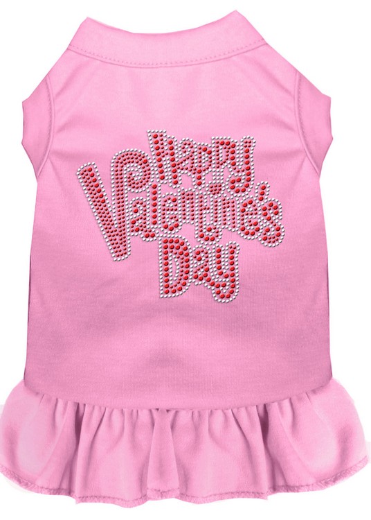 Happy Valentines Day Rhinestone Dress Light Pink XS